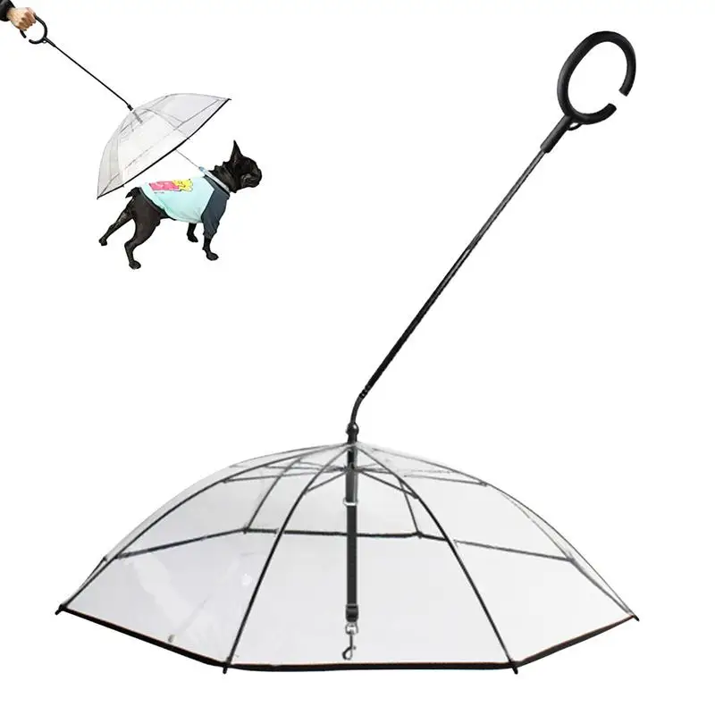

Pet Umbrella With Leash Pet Umbrella With Chain Leash Doggie Rain Snow Day Walking Umbrella C-Shape Handle Angle Adjustable Dog