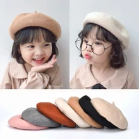 solid color wool baby hat for girls candy color elastic infant baby beret hat childrens warm hats girls kids bonnet accessorie