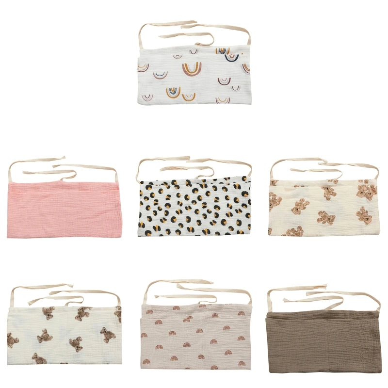 

HX5D Baby Bedside Hanging Storage Bag Double Layer Cotton Pockets Organizer