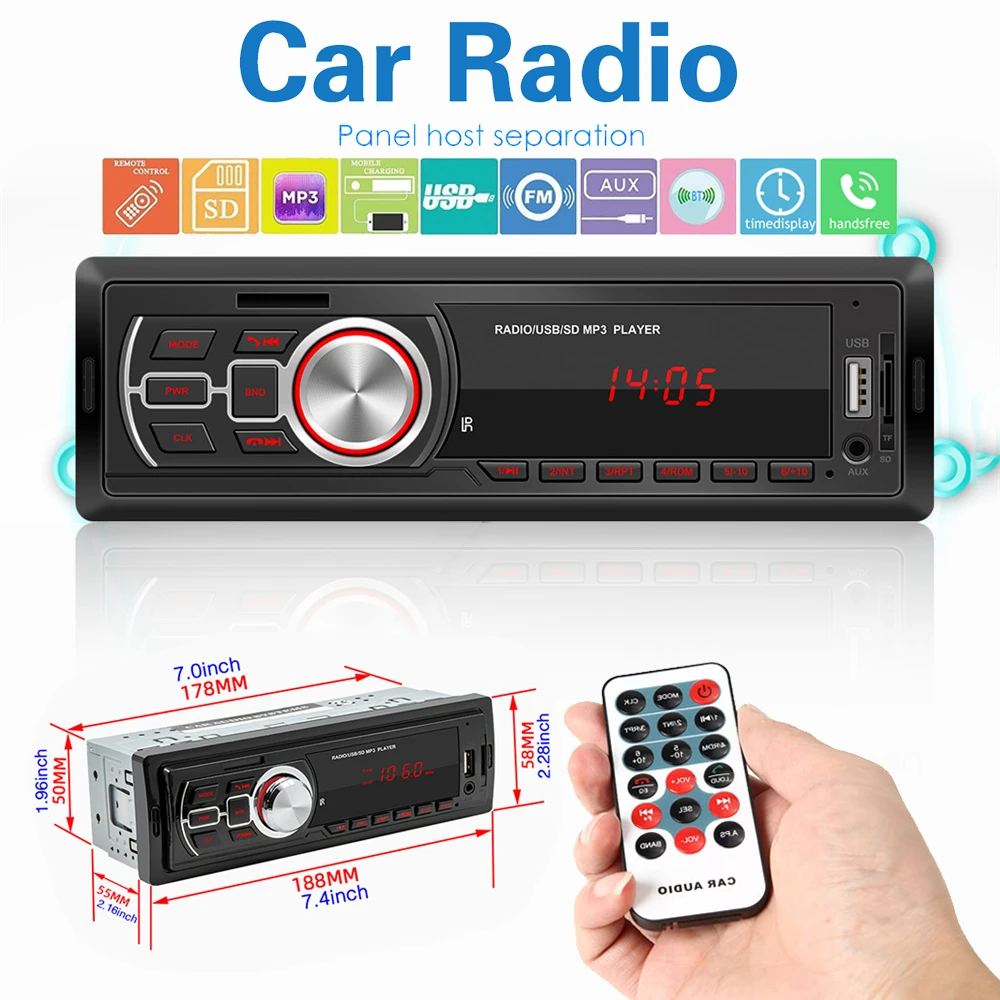 

Автомагнитола KEBIDUMEI 1 DIN, mp3-плеер, стерео MP3-плеер в приборной панели, FM, Aux, TF-карта, U-диск, мультимедийный плеер