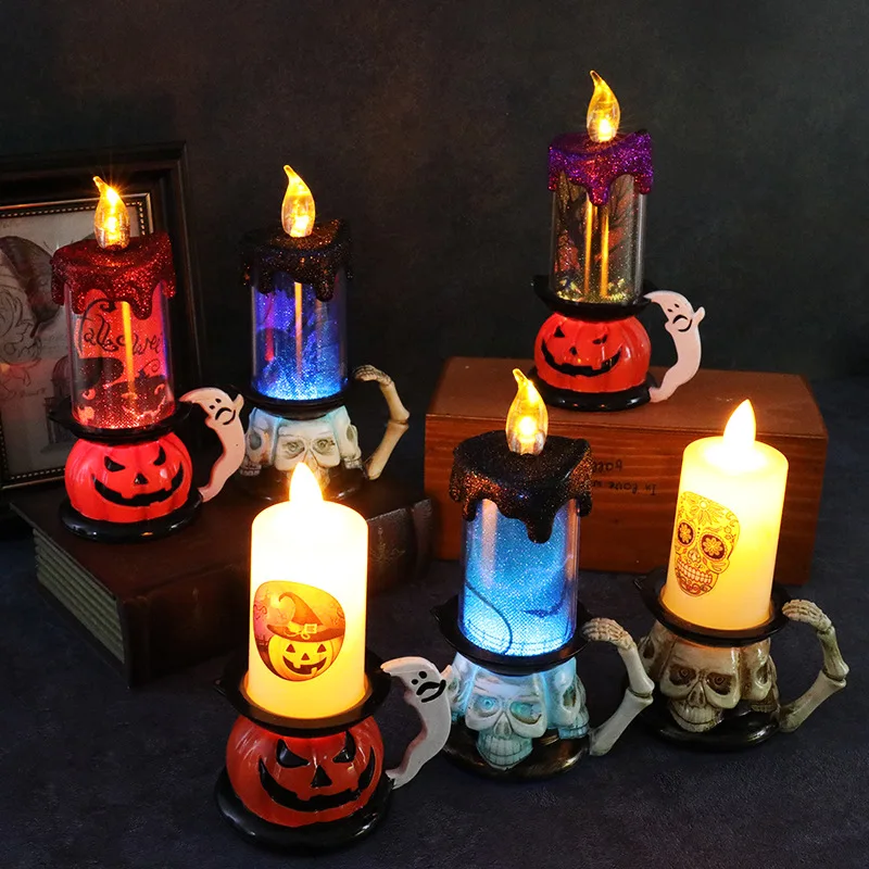 

Halloween Costume Props LED Candle Lamp Pumpkin Lantern Horror Decoration Skull Wind Lights,Decorative Gifts for Boys and Girls
