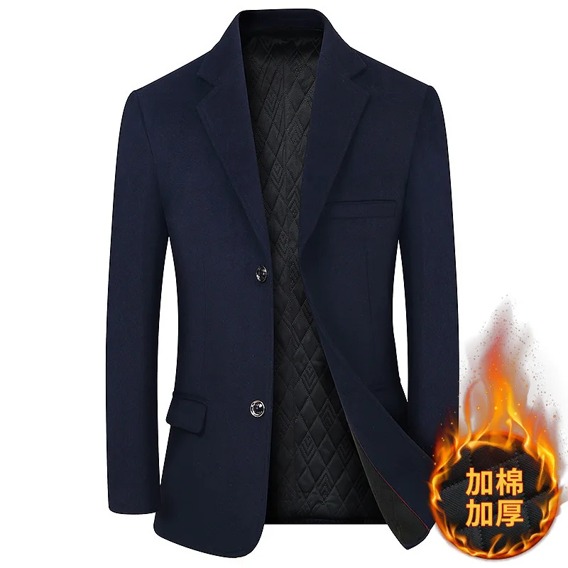 

Новинка осень/зима 2022 мужской твидовый пиджак из хлопка утепленный Повседневный костюм для мужчин среднего возраста с двумя пуговицами