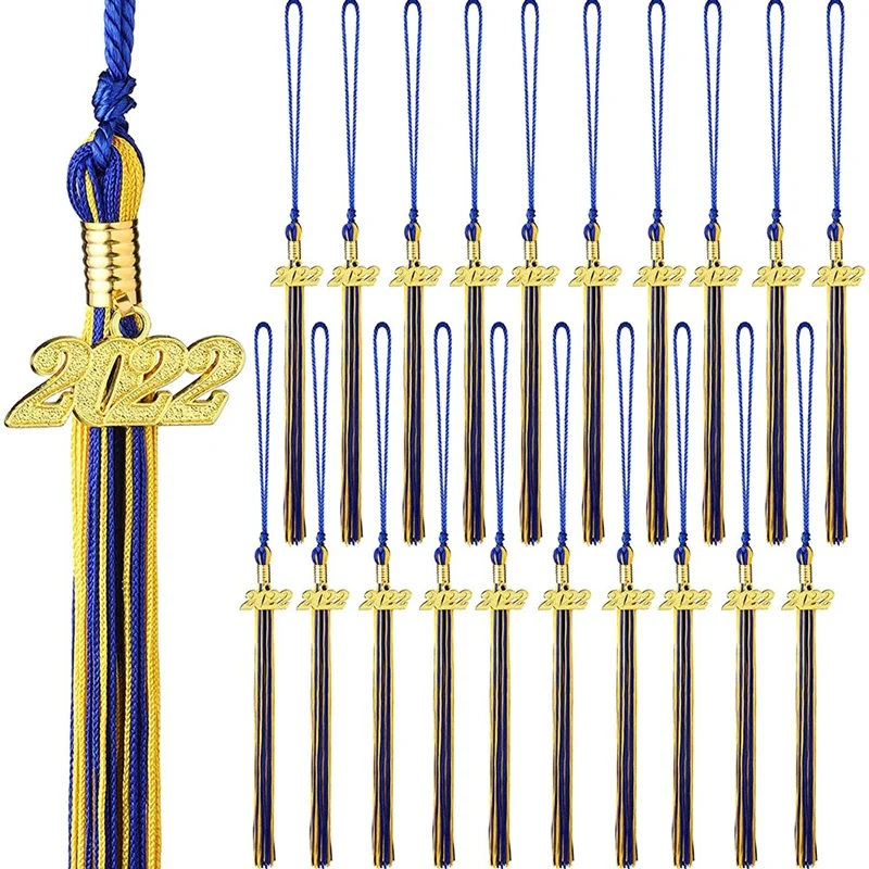 

20 Pieces Graduation Cap Tassel With 2022 Year Charms Graduation Tassel Graduation Hat For Decoration Tassel (Blue Gold)