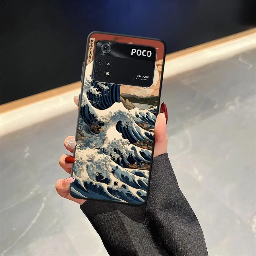 Фото Чехол для телефона Xiaomi Poco F8 X3 X4 X5 X7 Pro C71 C75 C61 F3 M5 C50 M3 M4 M7 F1 с мультяшным рисунком волны №3