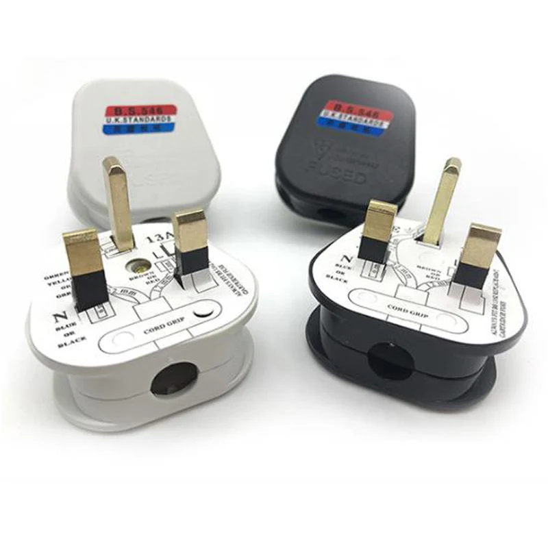 

Black white copper 250V 13A UK HongKong Singapore Malaysia 3Pin universal detachable wiring Power Plug industry plug with fuse