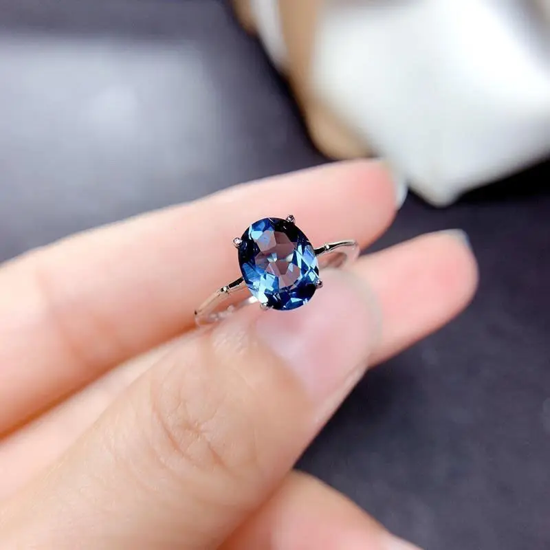 

Дизайнерское Новое серебряное инкрустированное сапфировое овальное бамбуковое женское кольцо Открытое регулируемое Гламурное нежное обр...