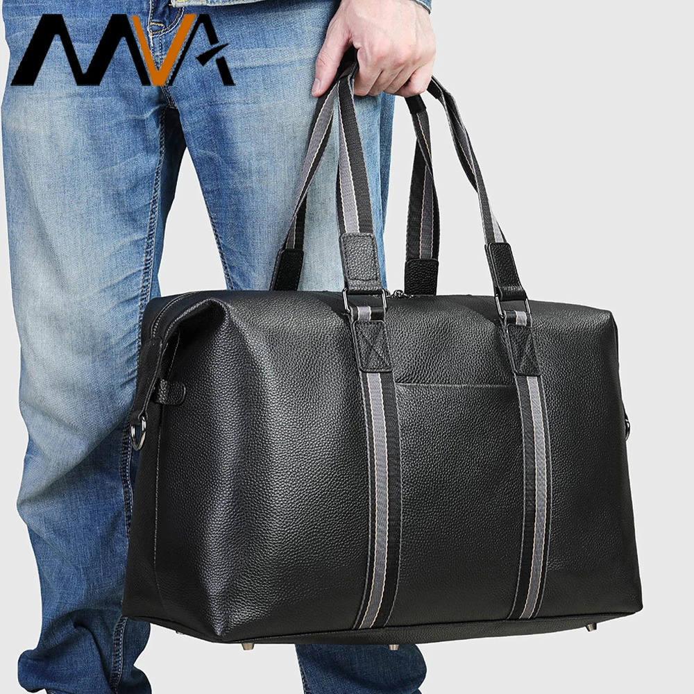 MVA Genuine Leather Men 's Travel Bag Soft Real Leather Cowhide Carry Hand Luggage Bags Travel Shoulder Bag Male Crossbody Bags
