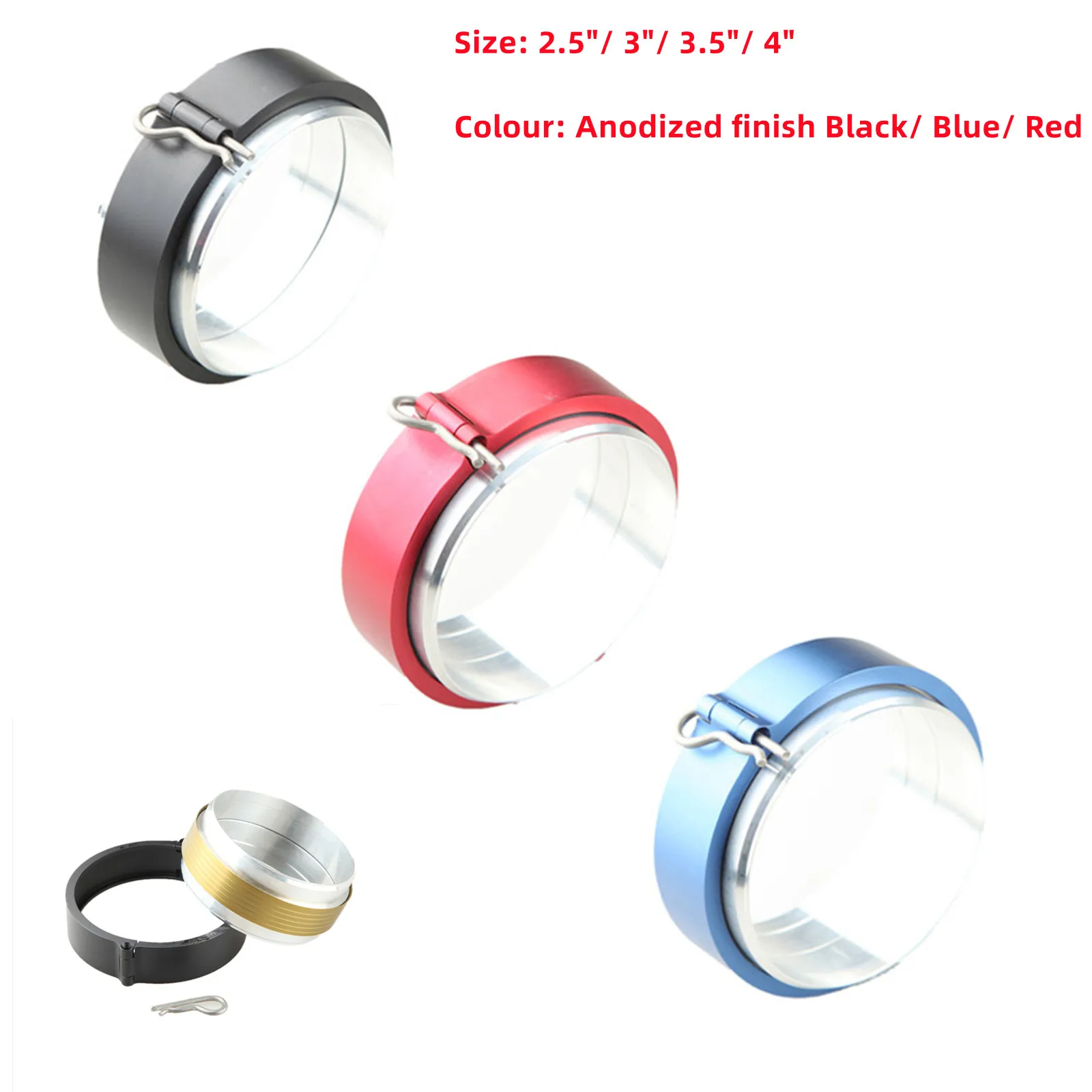 

2.5"/ 3"/ 3.5"/ 4" Aluminum Clamshell Flange Clamp Kit Turbo Intercooler Pipe BLACK/BLUE/RED