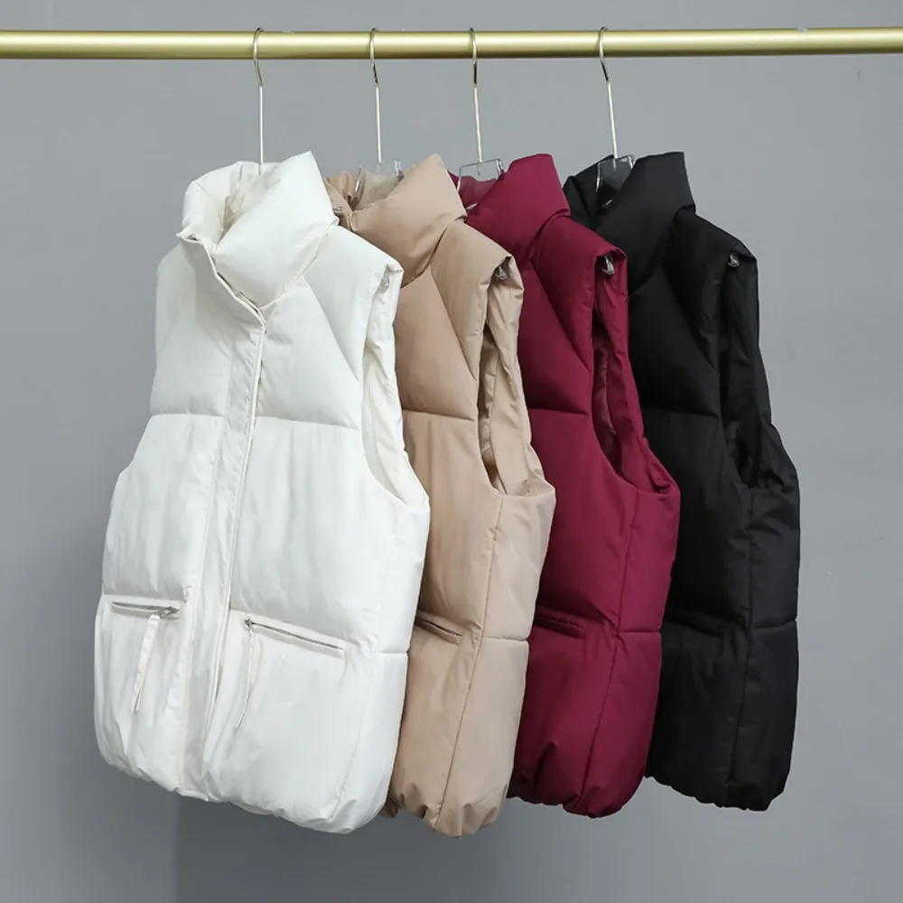 

M & G 2023, зимний пуховый хлопковый жилет, женская однотонная куртка без рукавов, пальто, женские черные, белые теплые жилеты, осенний легкий жилет