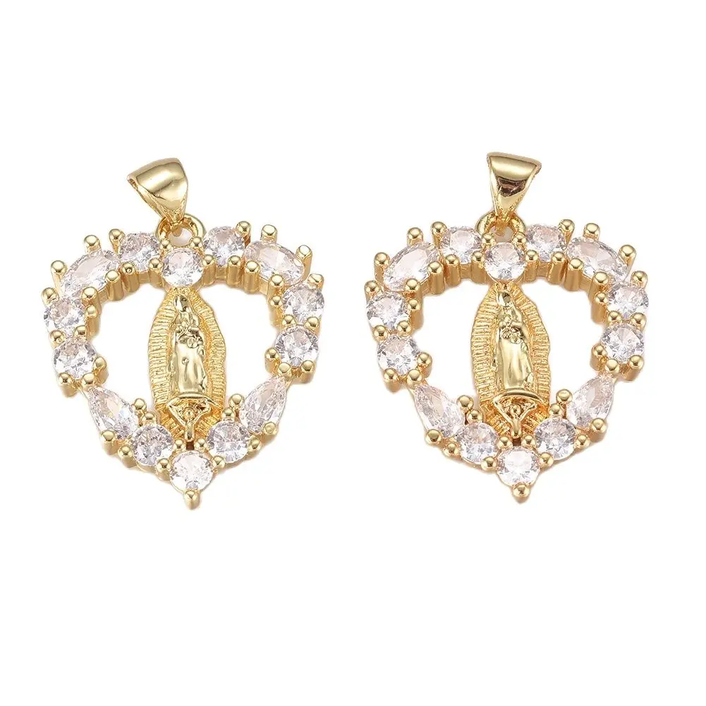 5 шт., металлические подвески в виде сердца с Девой Марии