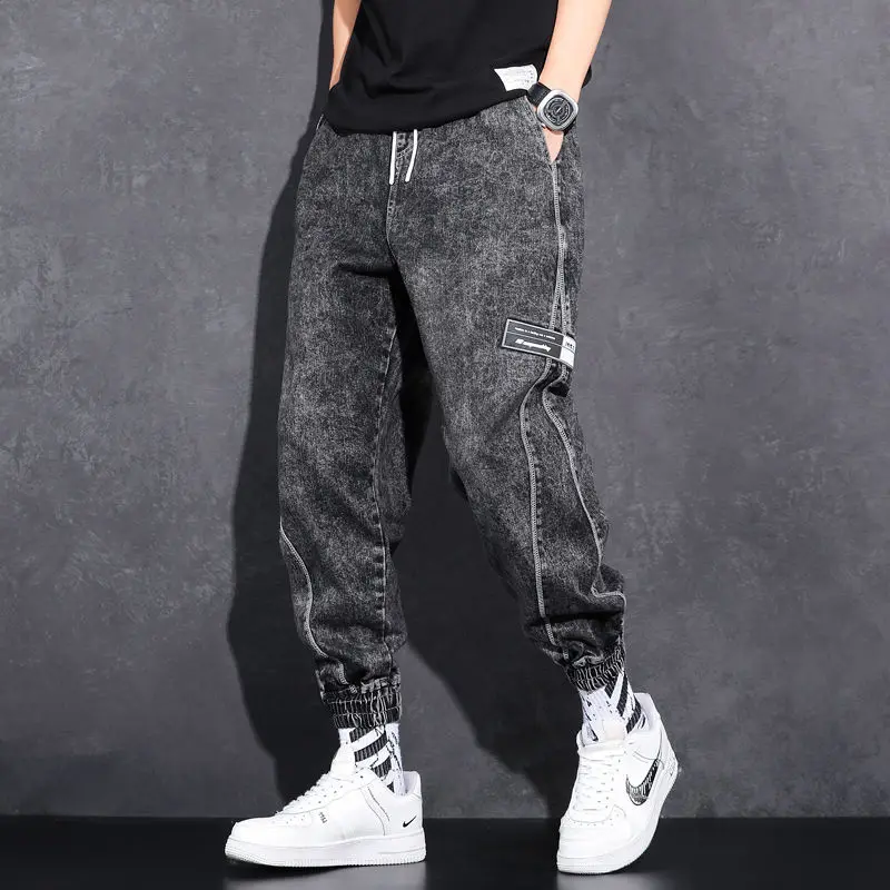 Man Pants Casual Pants Plush and Thicken Haren Pants Male Winter Korean Streetwear New Pattern Loose Shrink Jeans Y2k Sweatpants