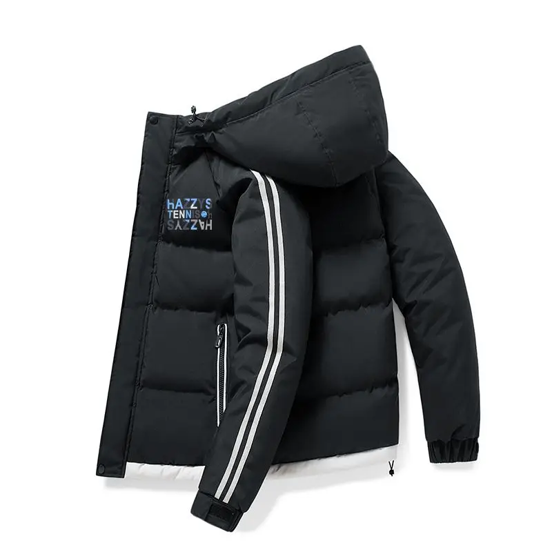 2022 HAZZYS Men's New Winter Thick Coat Cotton Jacket Hooded Short Down Cotton Jacket