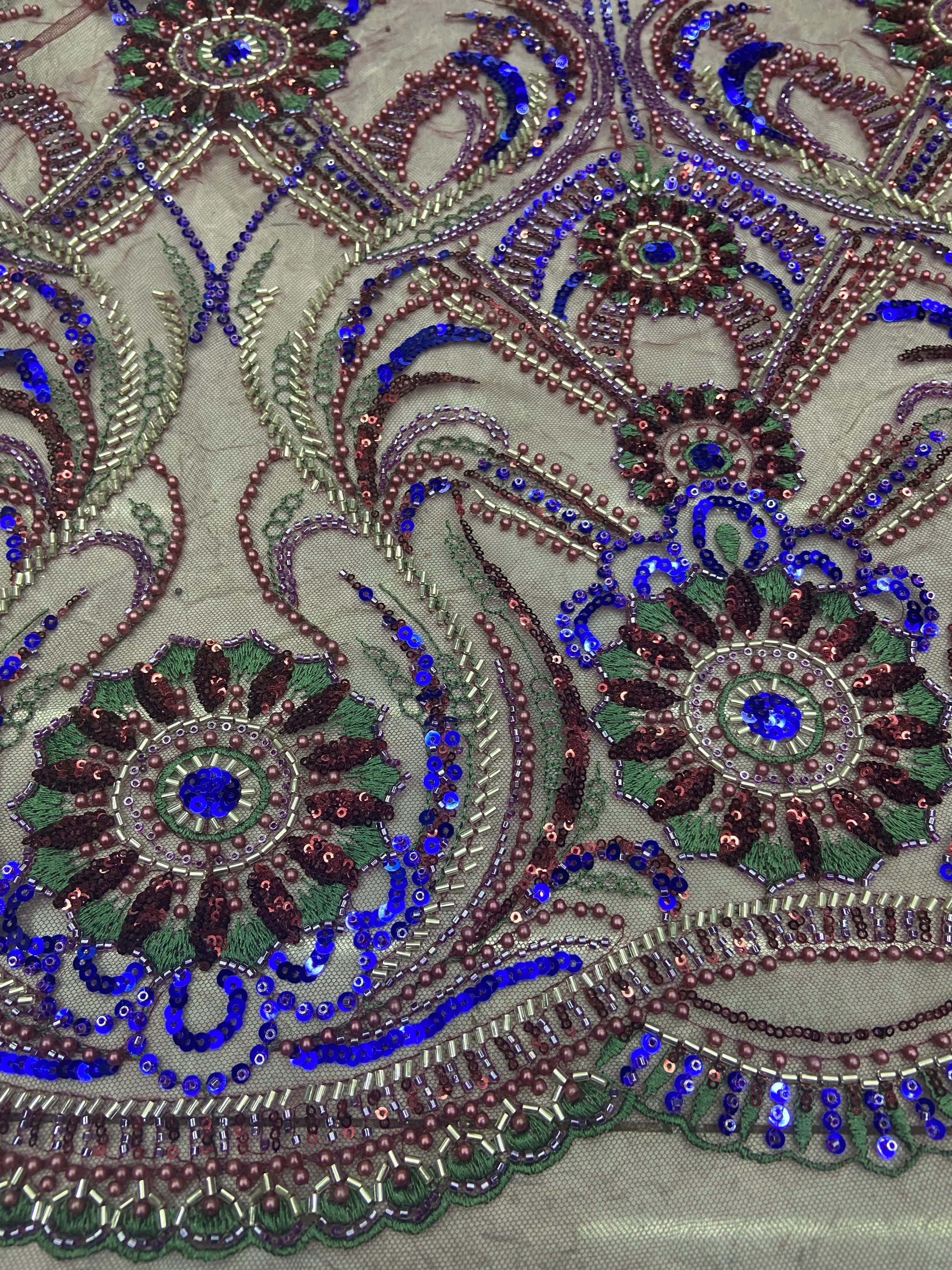 

Latest Handmade Africa Embroidered Tulle Net Fabric With Beads High Quality Luxury Sequins Net Lace For Evening Or Party Dress