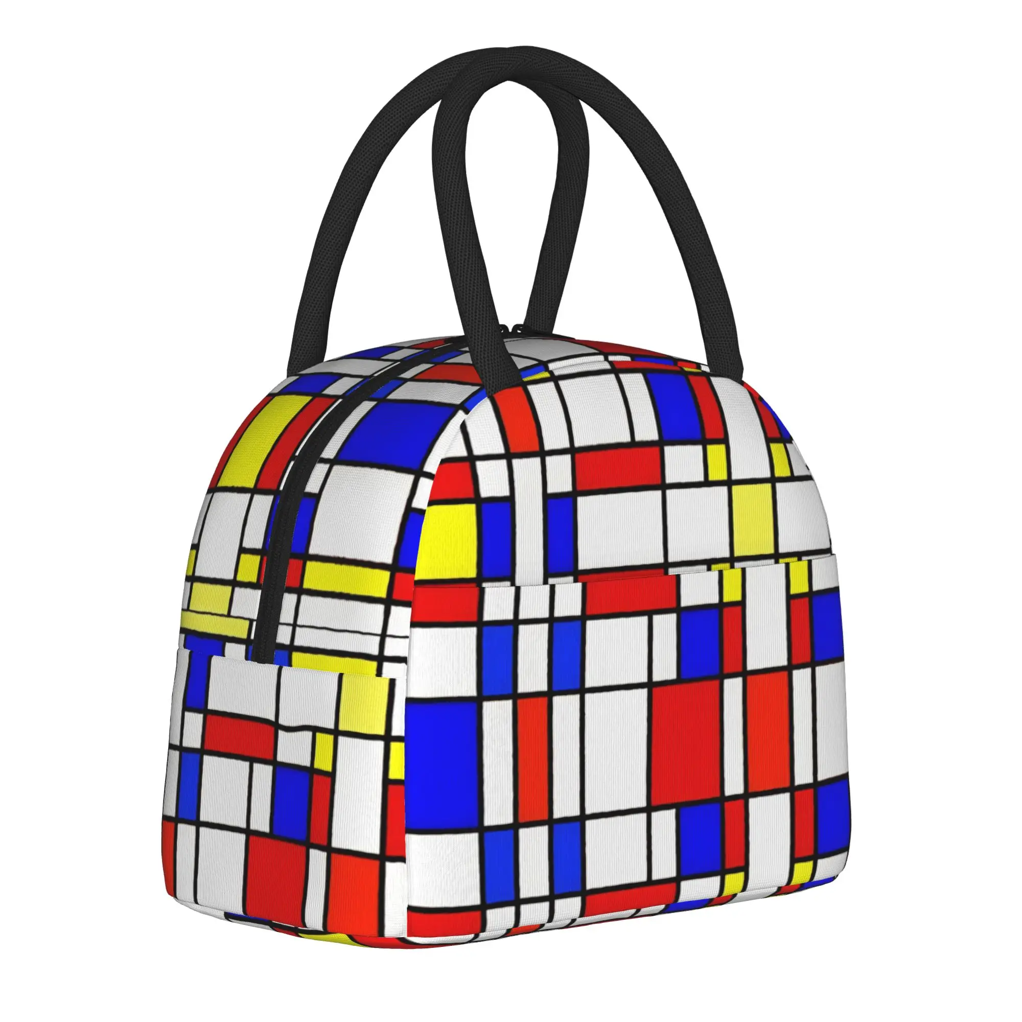 Фото Термоизолированная сумка для обеда Piet Mondrian De Stijl для пикника, портативный контейнер для бенто, термосумка-холодильник для мужчин и женщин №1