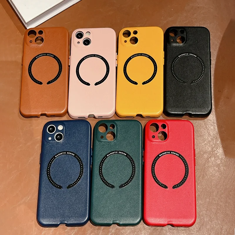 

Luxury Leather Magsafe Wireless Charging Case for Iphone 14 13 12 11 XSR iPhones 13 14 Pro Max iPhone Magnetic Case