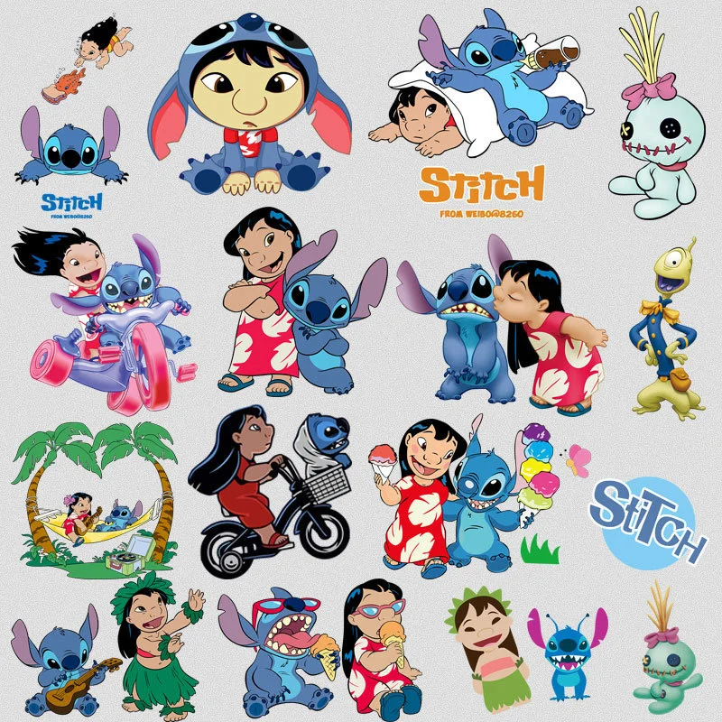 

Disney Stitch & Lilo Heat Transfer Sticker For Clothing Hot-melt Appliqué Patches For Kid Clothes