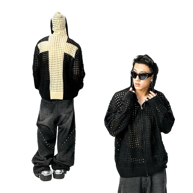 Новый шерстяной свитер с капюшоном и свободными плечами толстовка на молнии