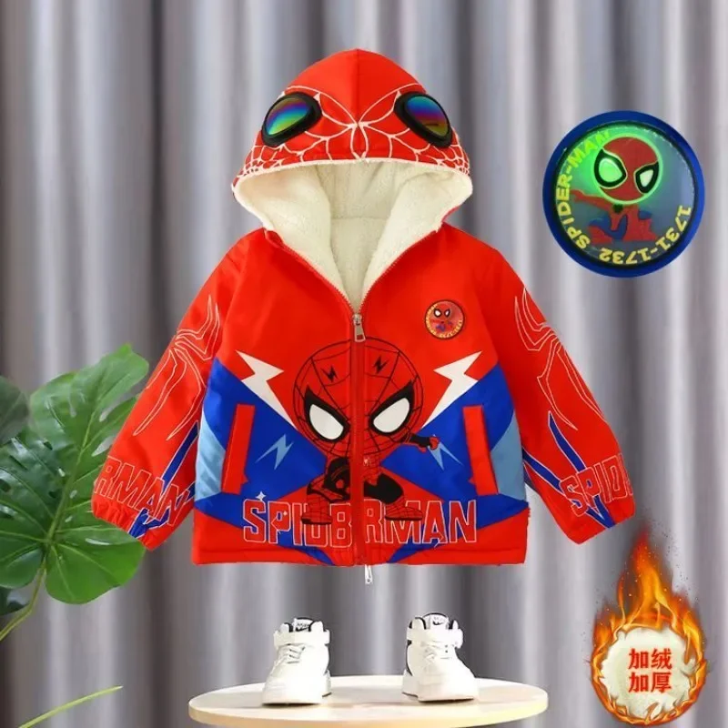 Бархатная куртка на хлопковой подкладке Marvel Spiderman теплая зимняя одежда