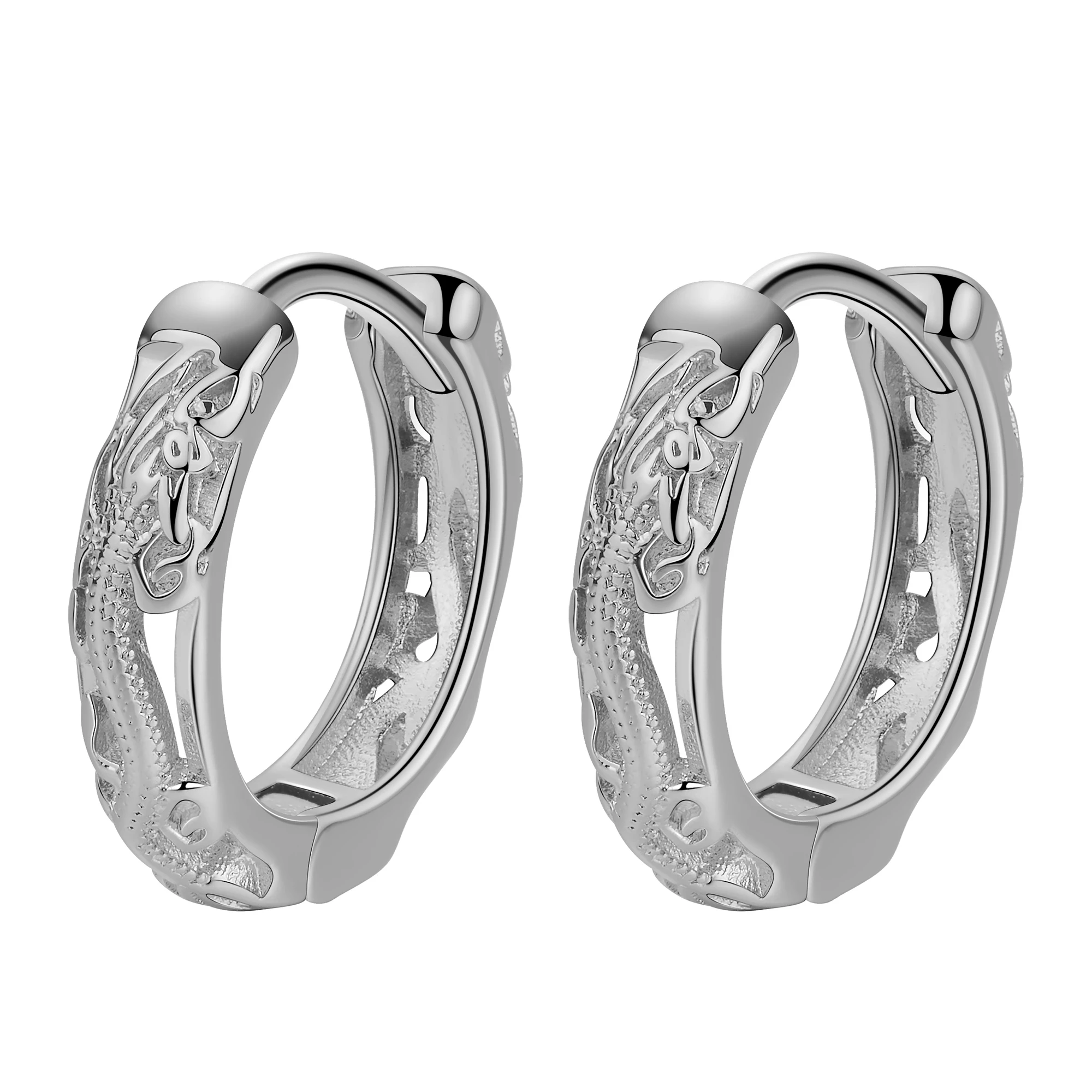 

DCARZZ Copper Dragon Hoop Earrings Black Silver Plated Fashion Jewelry Party Small Dragon Earrings for Men Women Gift