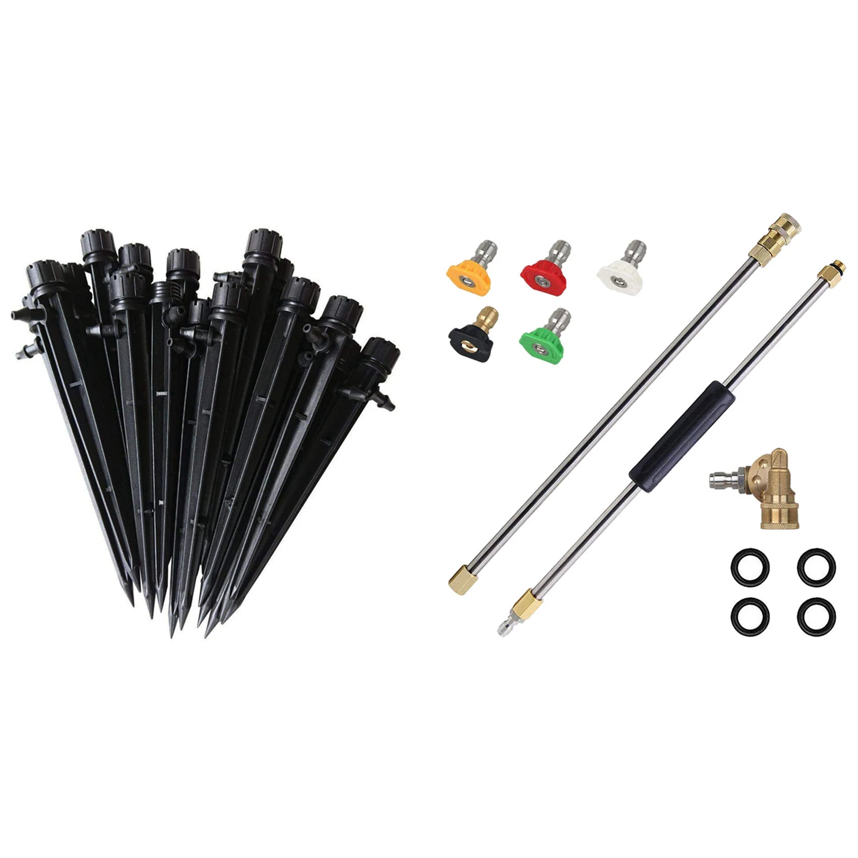 

100 Pcs Drip Emitters 360 Degree Water Flow Drip Irrigation System & 1 Set Pressure Washer Extension Spray Wand