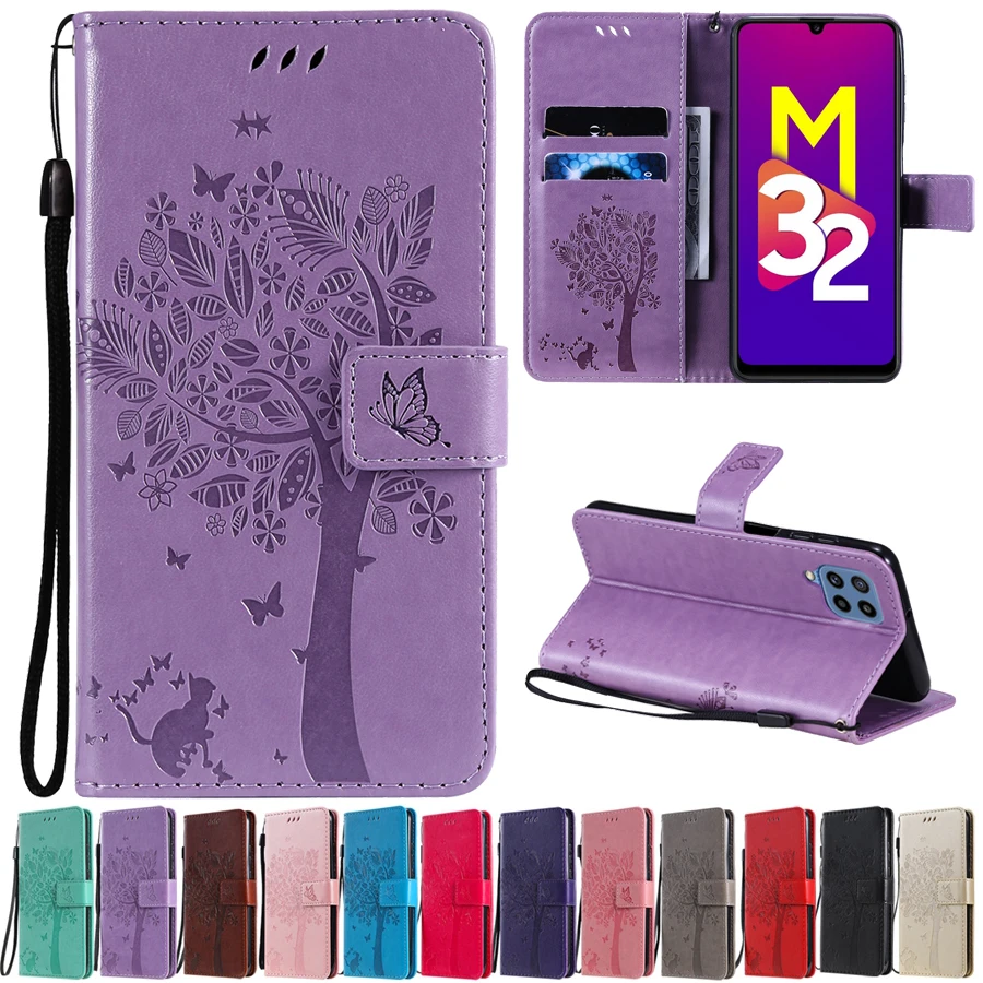 

Wallet Leather Tree Embossing Case For Samsung Galaxy M32 A02S A03S A12 A22 A32 A50 A51 A52 A70 A71 A72 S21/S20 Plus/Ultra/FE