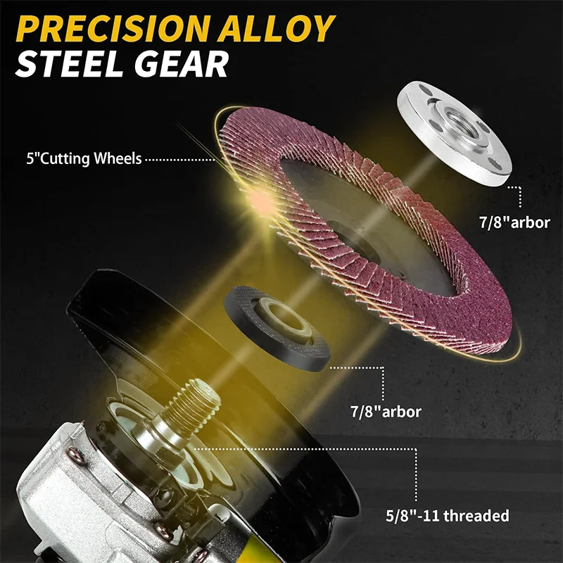 Беспроводная Желтая Угловая Шлифовальная Машина 125 Мм 9000 Об/мин Бесщеточный