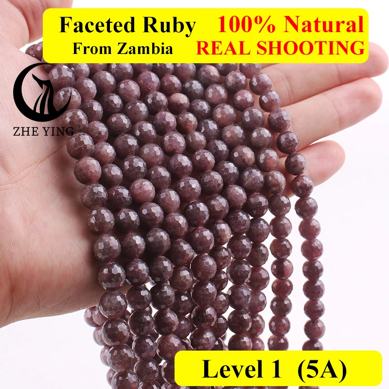 

Zhe Ying Genuine Faceted Ruby Stone Beads Loose Natural Gemstone Beads for Jewelry Making Bracelet Necklace Diy Accessories