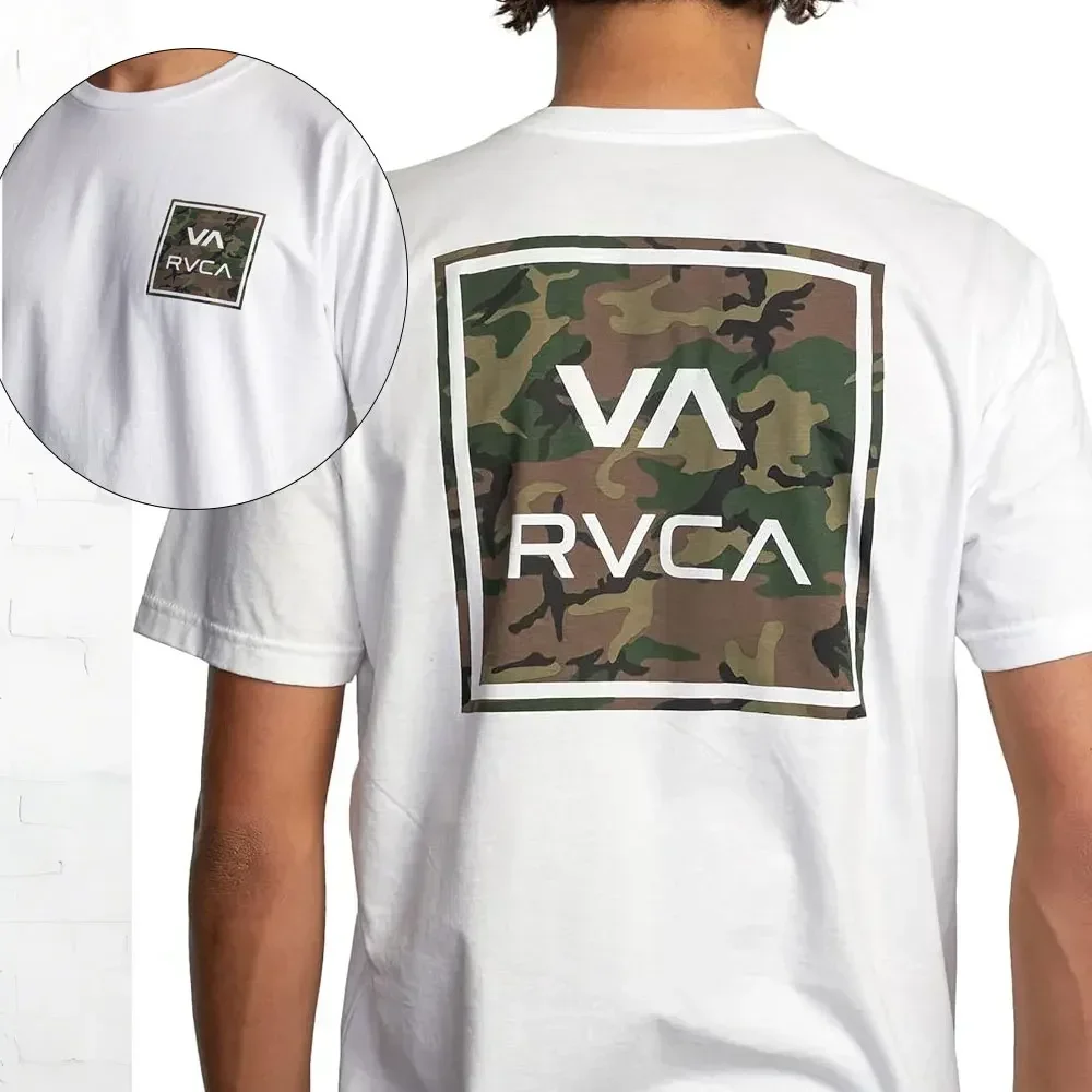 Фото RVCA Мужская футболка с коротким рукавом и круглым вырезом, хлопковая уличная модная мужская рубашка в стиле ретро, дизайнерские топы с короткими рукавами, уличная одежда №2