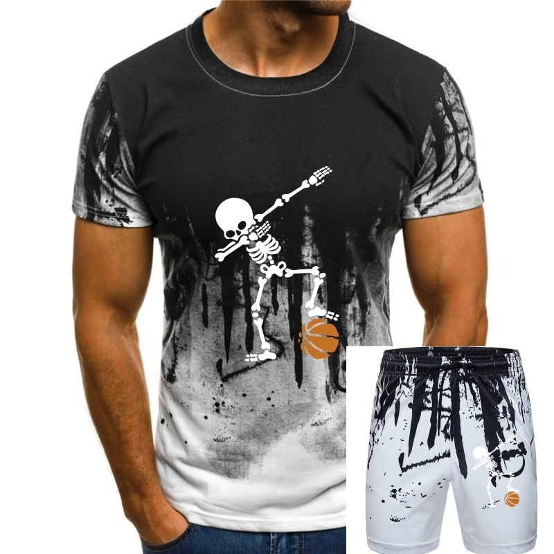 

Dab Dabbing Skeleton T Shirt Basketball Casual Present O-Neck T-Shirt Short Sleeve Mens 100% Cotton Green Tees 5XL 6XL
