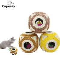 cat toy six hole sisal ball grinding claw with trapped feather ball training interactive game toys for cat kitten pet products