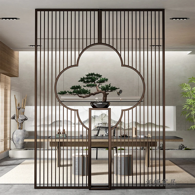 

Customized Chinese Iron Art Stainless Steel Folding Screen Partition Wall Living Room Bedroom Covering Home Nordic Simple Modern