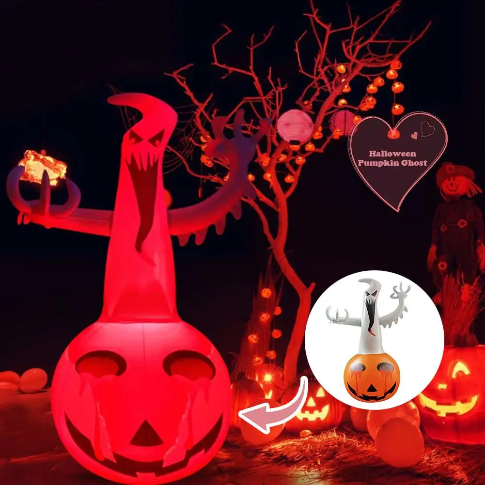 

New Inflatable Halloween Ghost LED Pumpkin Lamp For Home Courtyard Party Horror Ghost Ornament Decoration White N9Y3