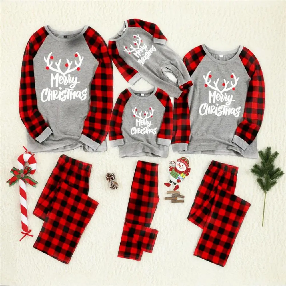 

1 Set Christmas Pajamas Useful Stretchy Lovely for Gifts Christmas Parent-child Clothes Christmas Parent-child Clothes