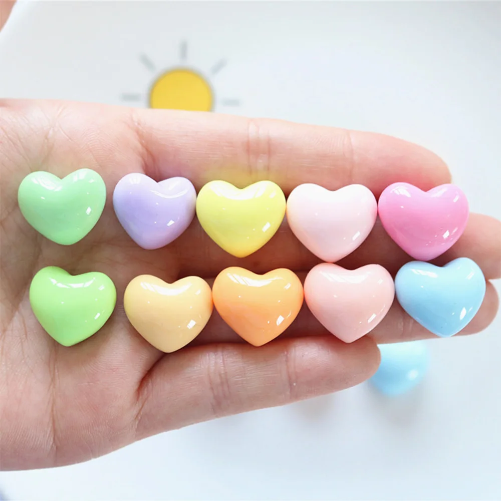 

10PCS Shiny Colorful Hearts Series Resin Flat Back Cabochons For Hairpin Scrapbooking DIY Jewelry Craft Decoration Accessories
