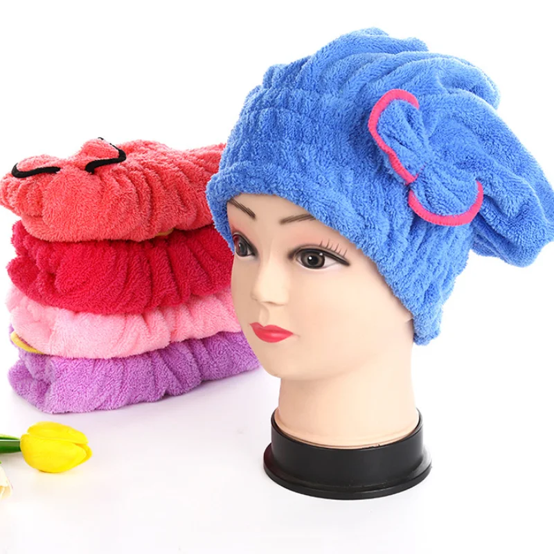 

Microfiber Thick Coral Fleece Absorbent Quick-drying Cap Confinement Cap Women's Bag Turban Shower Cap Household Dry Hair Towel