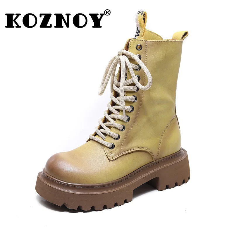 

Ботинки женские из натуральной коровьей кожи на танкетке, 5,5 см