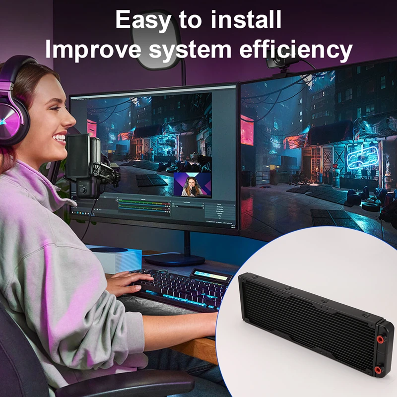 Алюминиевый радиатор водяного охлаждения 18 труб 360 мм для компьютера