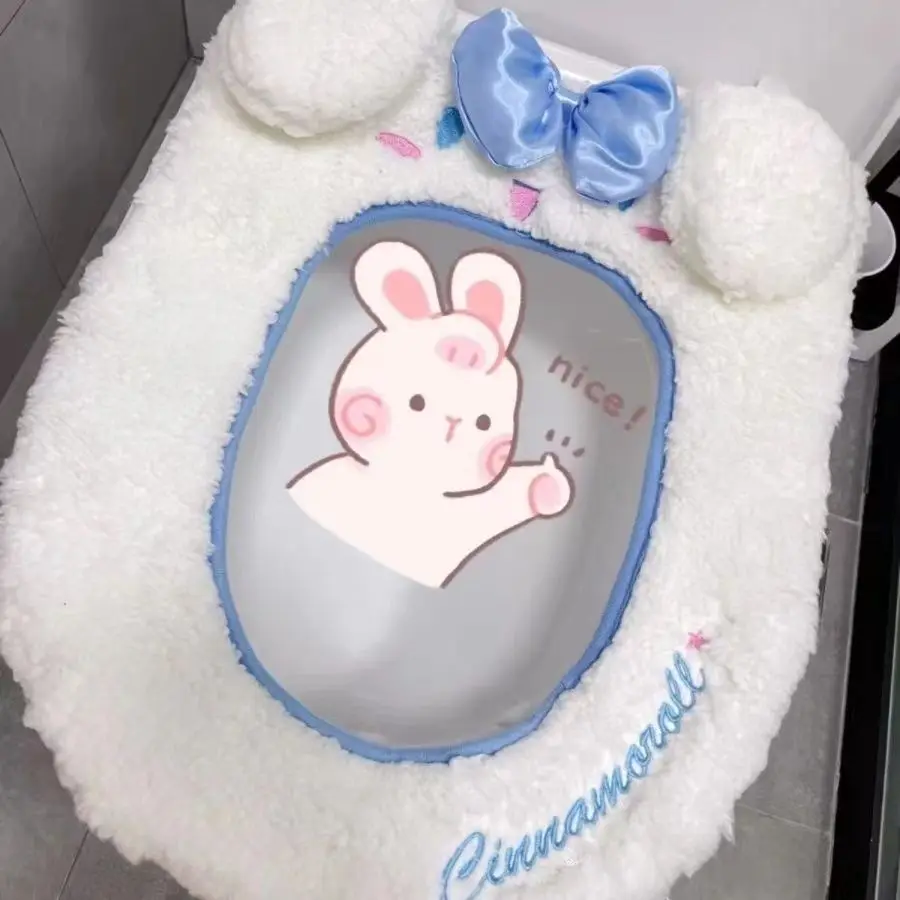 Kawaii Sanrio подушка для сиденья унитаза Cinnamoroll аниме мультфильм милая красота теплые