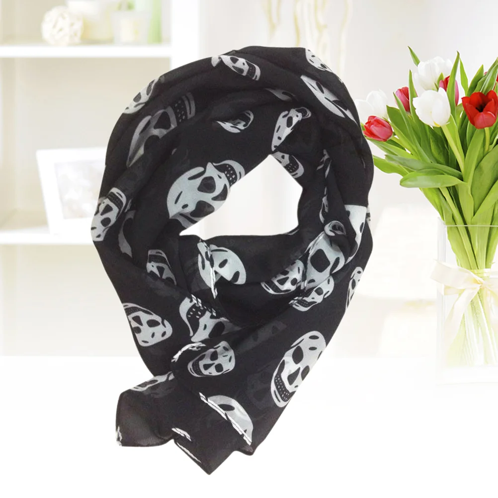 Шарфы шейный шарф для женщин шифоновая шаль трехцветный с длинной черепом