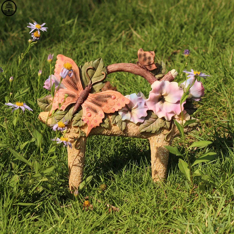 

Садовая Статуэтка с бабочкой, цветами, лягушкой, подключаемый ландшафтный дизайн, ремесло, двор, украшение для дома, уличная фигурка животно...