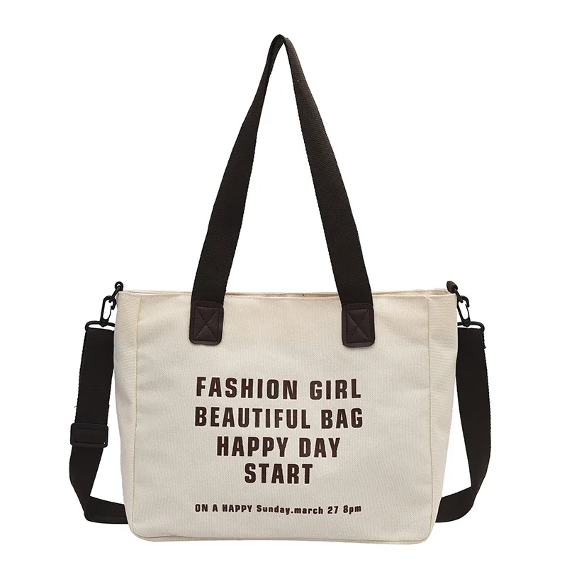 

Korean Canvas Shoulder Shopper Bag for Women 2022 Large Woman Tote Book Bags Fashion Designer Crossbody Female Handbags Purses