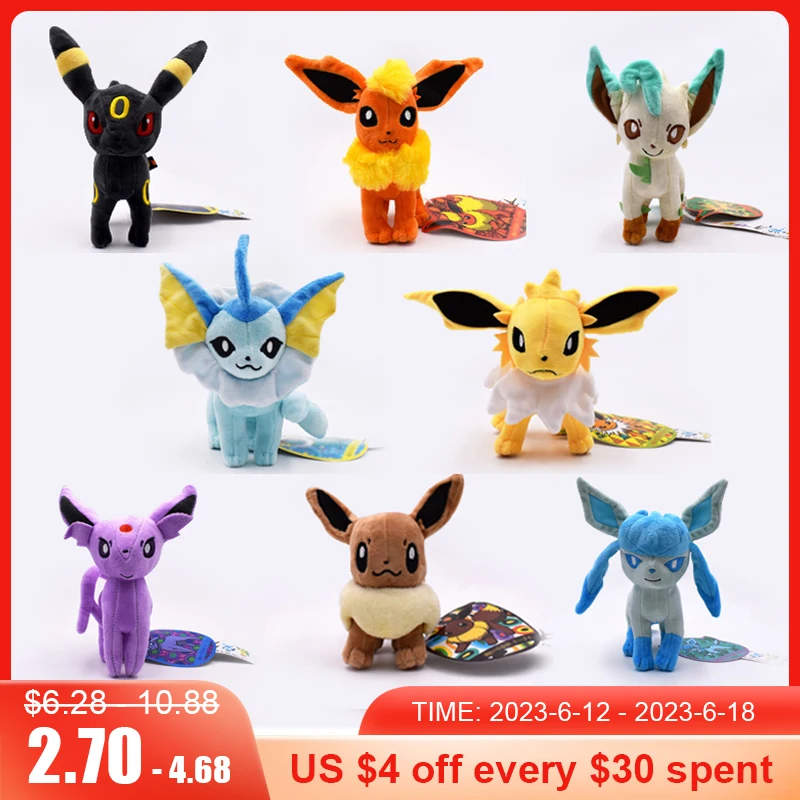 Pokemon Umbreon Vaporeon Sylveon Flareon Jolteon Eevee Plush Toys All Star Collection Stuffed Toy Doll Children Kids Toys Gifts