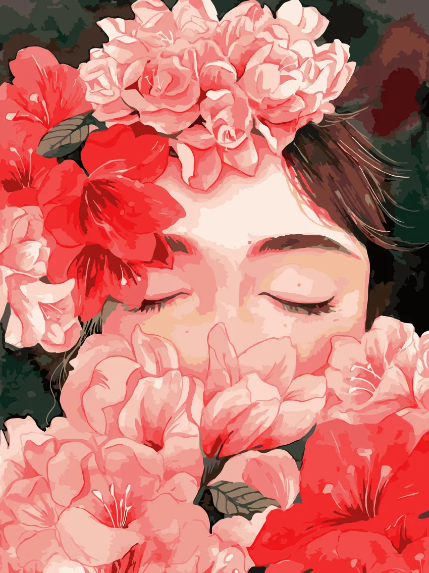 

4779Ann-Tulip diy digital oil painting oil painting acrylic flower painting explosion hand-filled landscape painting