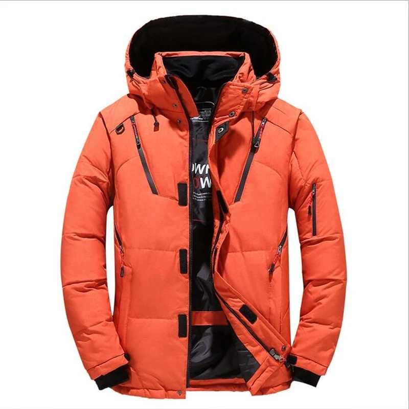 -20 Degree Winter Men's Clothing White Duck Down Jacket Thicken Warm Snow Coats Male Hooded Windbreaker Down Parkas Outerwear