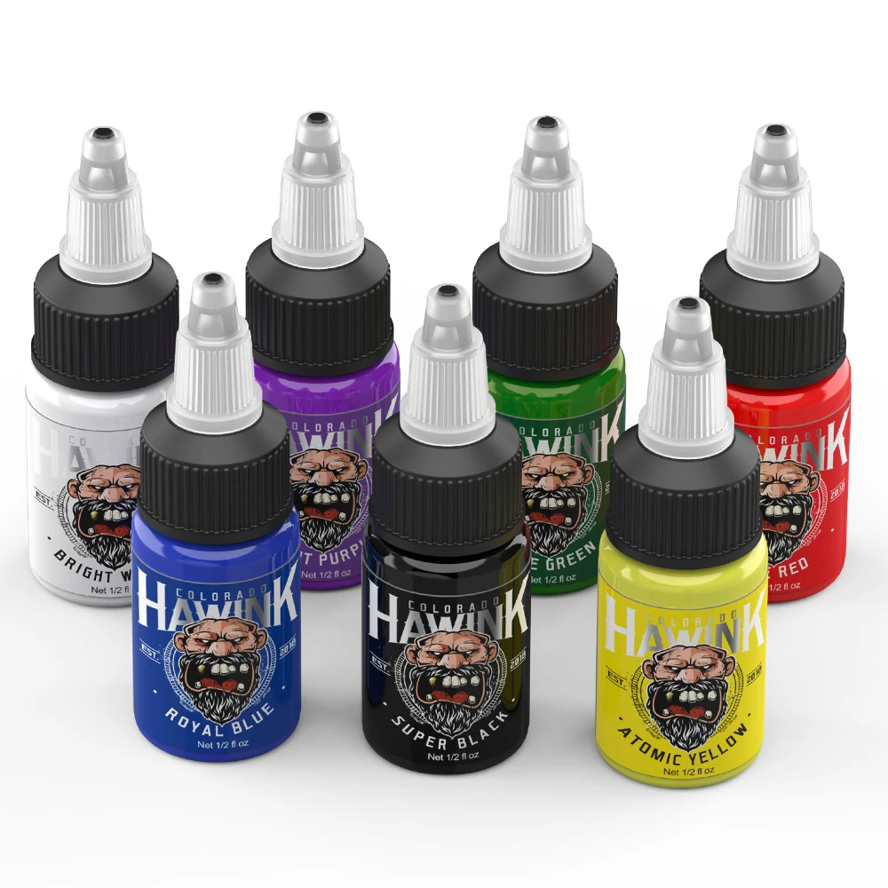 

15ml/Bottle 7 Colors Professinal Tattoo Ink Pigment Set Body Arts Tattoo Inks Permanent Makesup Paints Natural For Tattoo