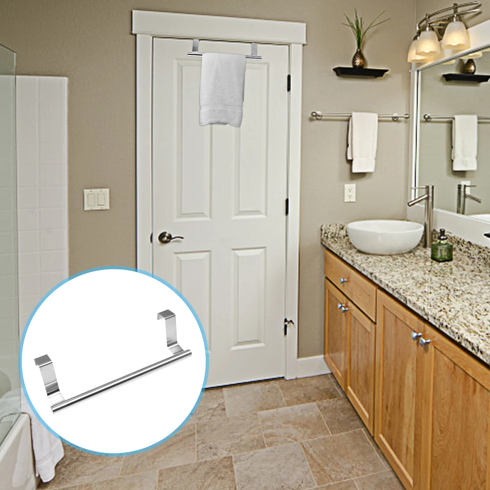 

2pcs Bathroom Towel Racks Practical Towel Hanger Door Behind Hanging Shelf