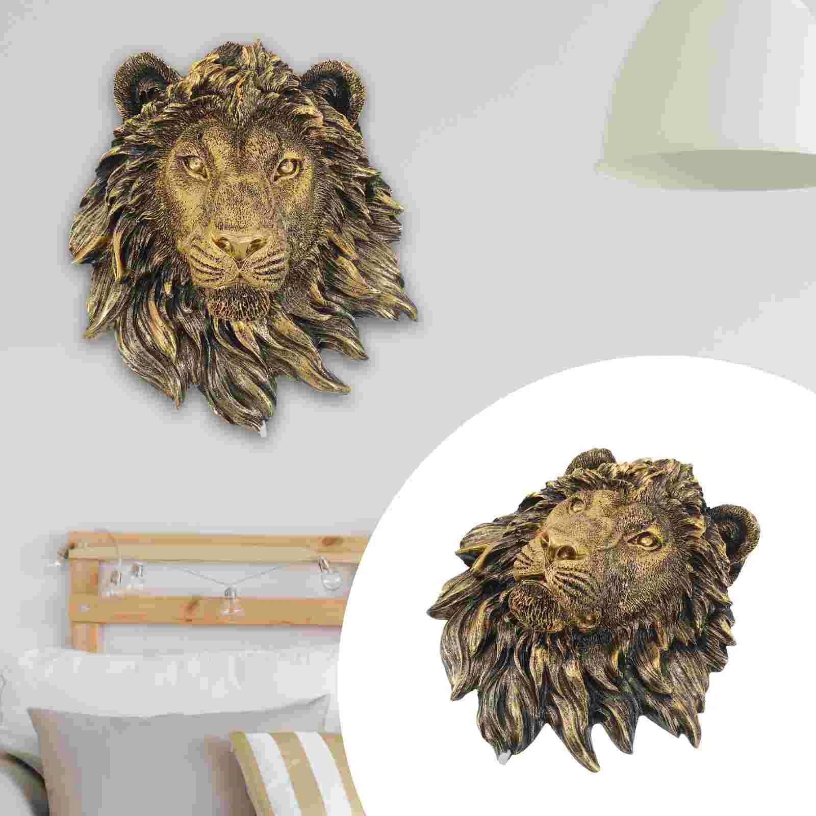 

Imitation Copper Lion's Head Simulation Crafts Wall Hanging Decor Decorations Living Room Ornaments Indoor