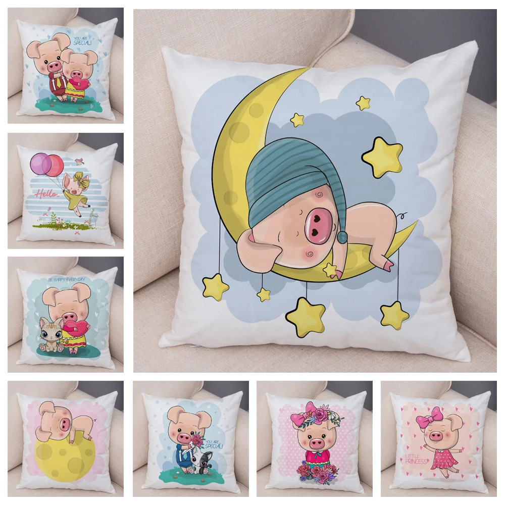 

Cute Cartoon Pet Pig Pillowcase Decorative Animal Pillowcase Cushion Cover Children's Room Sofa Home Pillowcase