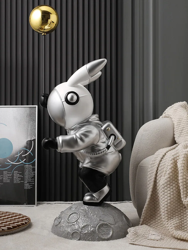

Home Decor Luxury Balloon Astronaut Rabbit Statue Living Room Floor Ornaments Sculpture TV Cabinet Soft Decoration Opening Gifts