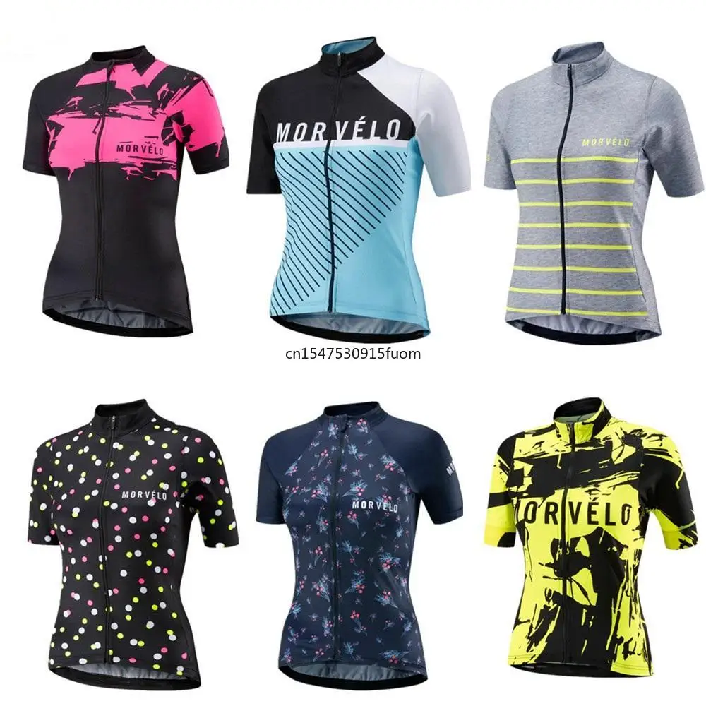 

Morvelo Women's Summer Short Sleeve Bicycle Cycling Jersey Shirt girls Road MTB bike Tops Outdoor Sports Ropa ciclismo Clothing